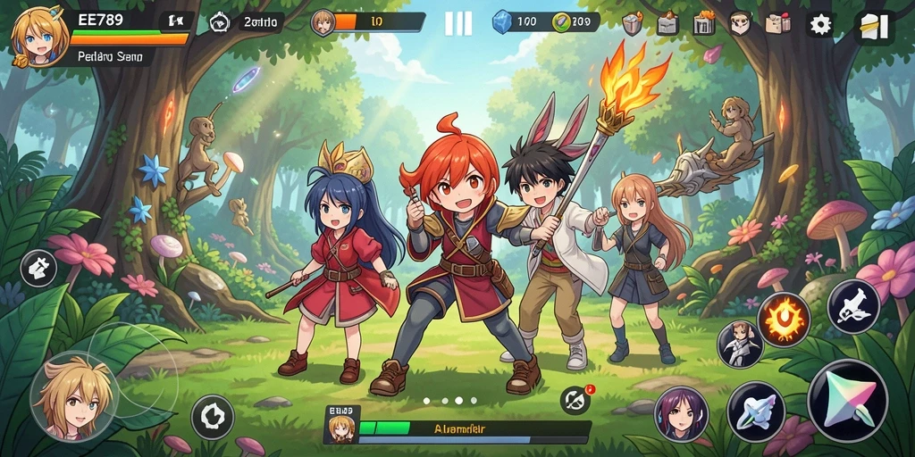 Tangkapan layar gameplay yang menggambarkan serunya berpetualang di dunia Anime.