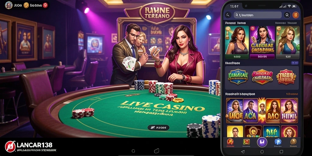 Screenshot LANCAR138 menunjukkan dealer yang ramah dan suasana kasino yang nyata.