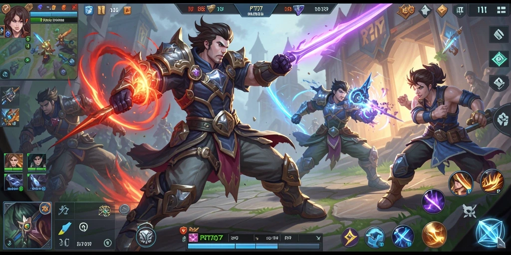 Screenshot menunjukkan aksi pertarungan seru dalam game MOBA PT707.