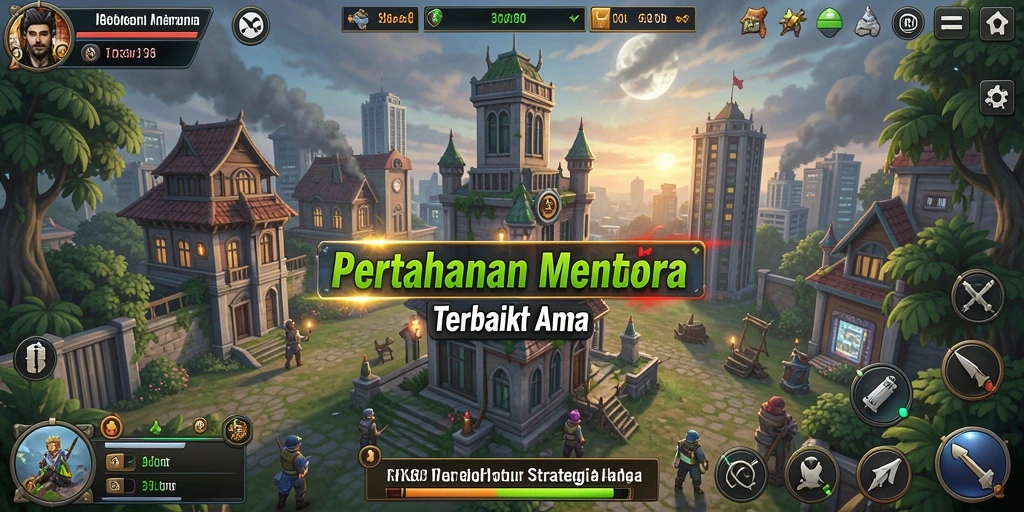 Tampilan gameplay RK88 dengan strategi menara dalam aksi.