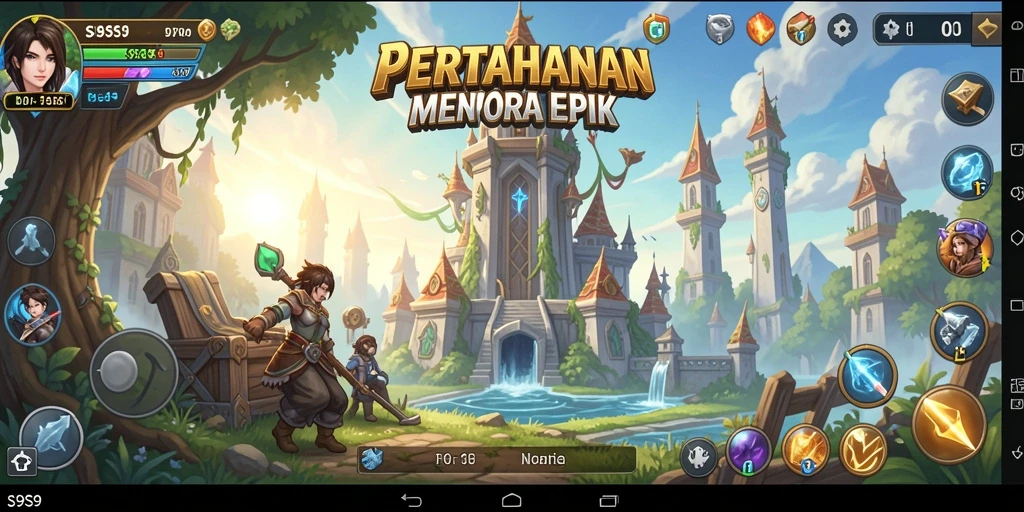 Tangkapan layar S9S9 menampilkan aksi menara pertahanan yang mendebarkan.