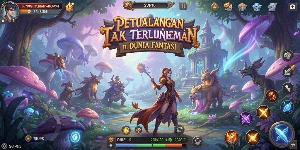 Tangkapan layar <strong>SVIP10</strong> menampilkan adegan petualangan mendebarkan dalam lingkungan yang fantastis.