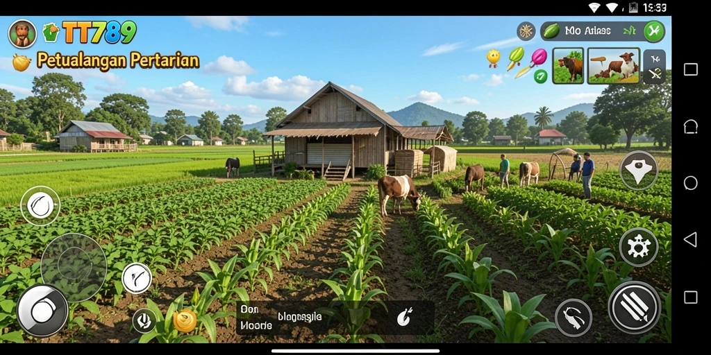 Screenshot gameplay TT789 menunjukkan aktivitas bertani yang seru.